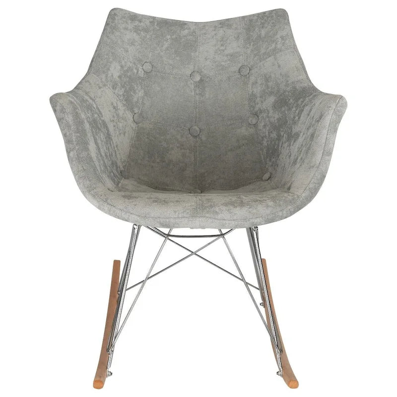 Willow Modern Velvet Upholstered Rocking Nursery Chair - Mid Century Accent Armchair for Home Living Bedroom Indoor & Outdoor