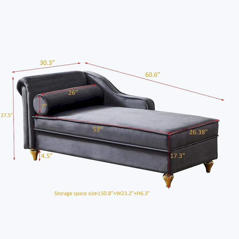 Modern Upholstery Chaise Lounge Chair with Storage