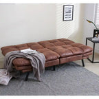 Futon Couch Sofa Bed, Faux Leather Sleeper Futons Convertible Loveseat Furniture for Compact Small Space, Dorm, Living Room