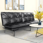 Futon Couch Sofa Bed, Faux Leather Sleeper Futons Convertible Loveseat Furniture for Compact Small Space, Dorm, Living Room