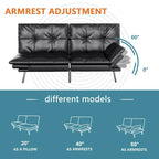 Futon Couch Sofa Bed, Faux Leather Sleeper Futons Convertible Loveseat Furniture for Compact Small Space, Dorm, Living Room