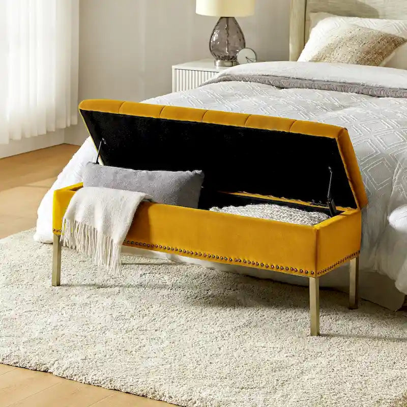 Egmont Contemporary Velvet Flip-Top Storage Bench by HULALA HOME