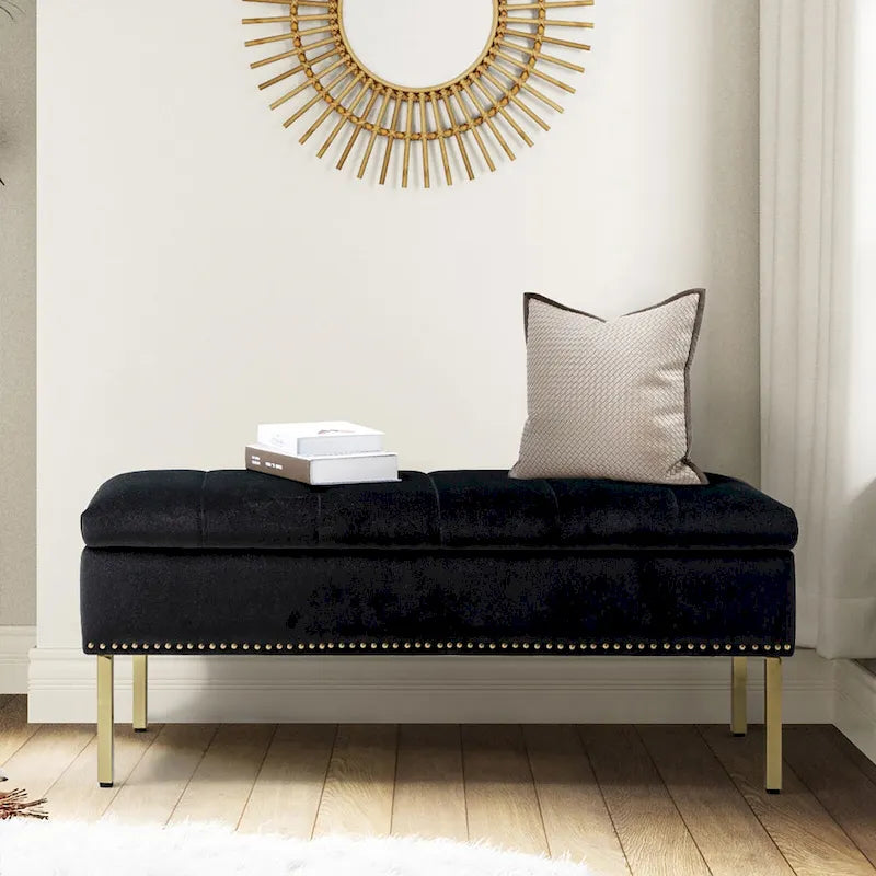 Egmont Contemporary Velvet Flip-Top Storage Bench by HULALA HOME