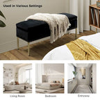 Egmont Contemporary Velvet Flip-Top Storage Bench by HULALA HOME