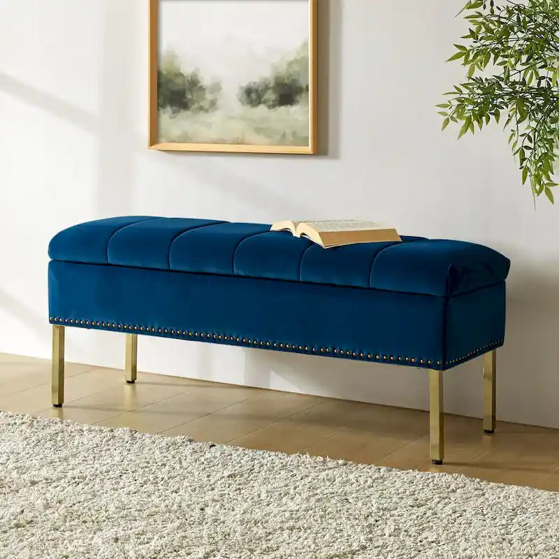 Egmont Contemporary Velvet Flip-Top Storage Bench by HULALA HOME