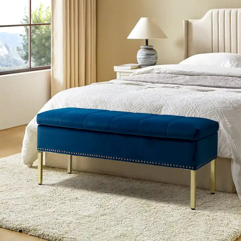 Egmont Contemporary Velvet Flip-Top Storage Bench by HULALA HOME