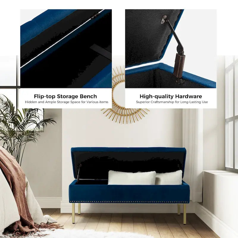 Egmont Contemporary Velvet Flip-Top Storage Bench by HULALA HOME