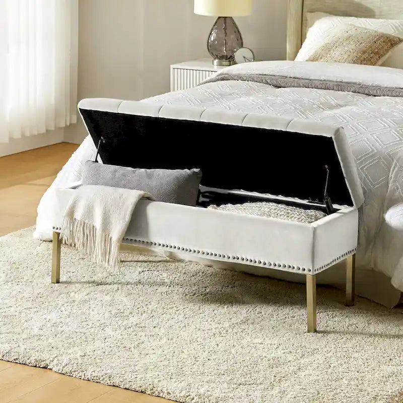 Egmont Contemporary Velvet Flip-Top Storage Bench by HULALA HOME