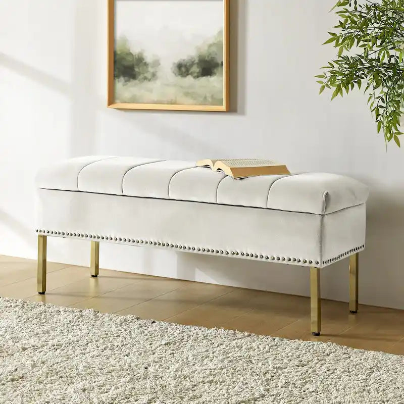 Egmont Contemporary Velvet Flip-Top Storage Bench by HULALA HOME