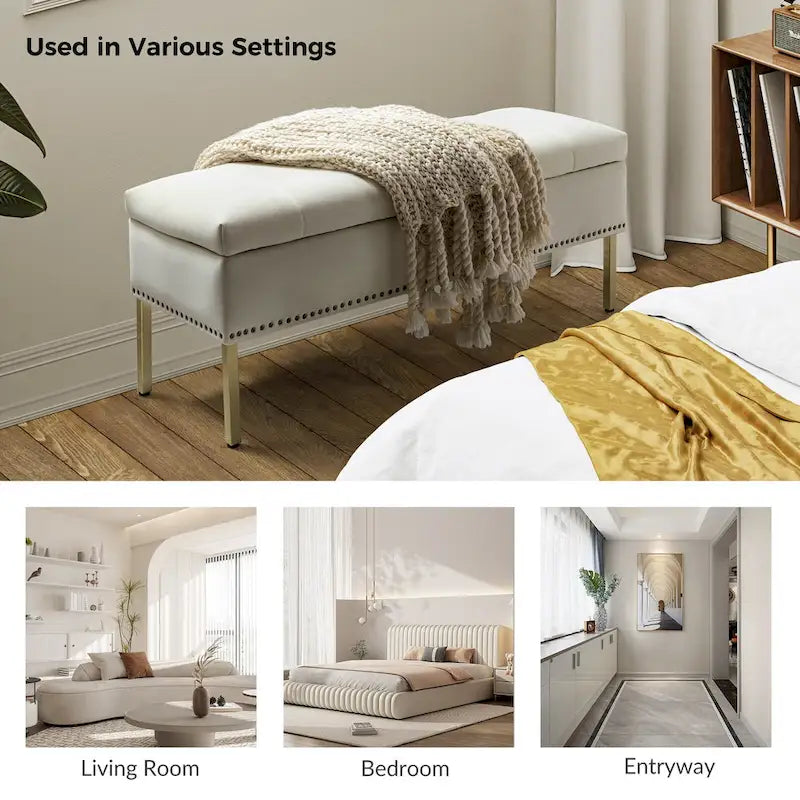 Egmont Contemporary Velvet Flip-Top Storage Bench by HULALA HOME