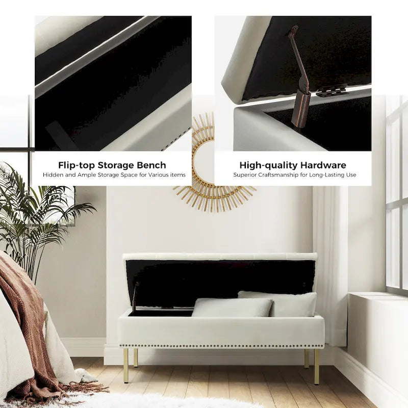 Egmont Contemporary Velvet Flip-Top Storage Bench by HULALA HOME