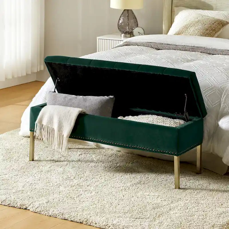 Egmont Contemporary Velvet Flip-Top Storage Bench by HULALA HOME