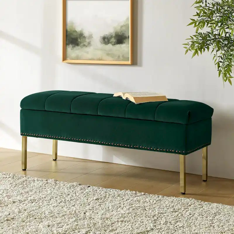 Egmont Contemporary Velvet Flip-Top Storage Bench by HULALA HOME
