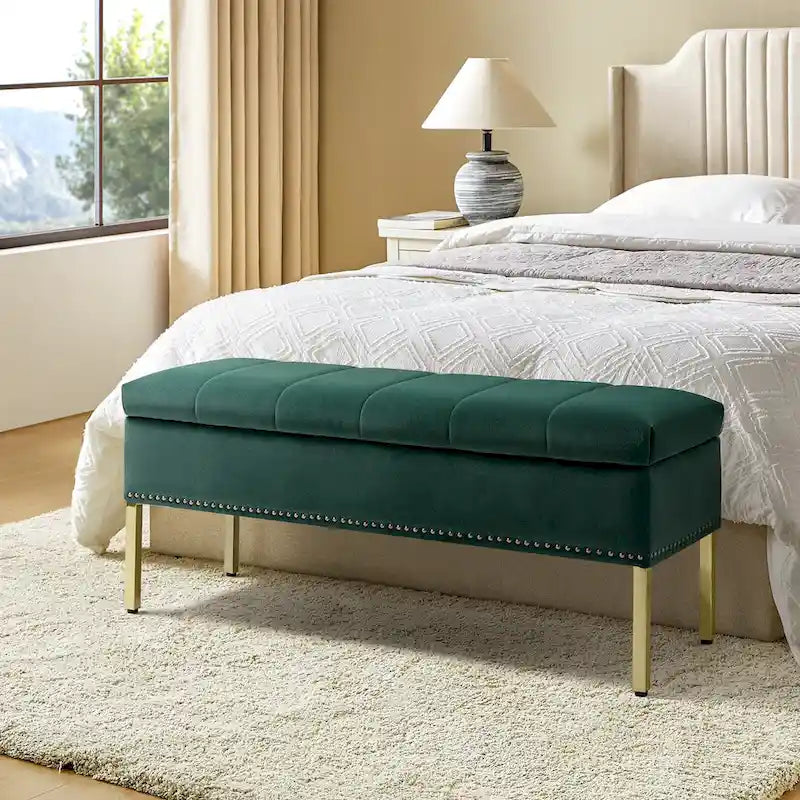 Egmont Contemporary Velvet Flip-Top Storage Bench by HULALA HOME