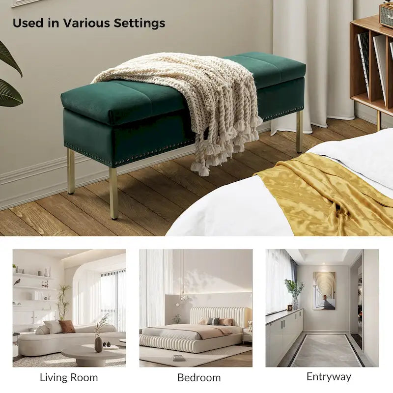 Egmont Contemporary Velvet Flip-Top Storage Bench by HULALA HOME