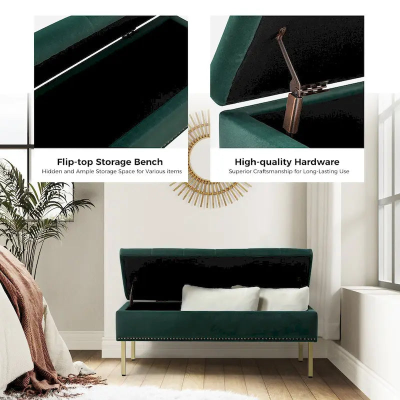 Egmont Contemporary Velvet Flip-Top Storage Bench by HULALA HOME