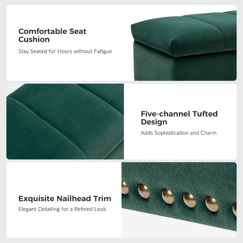 Egmont Contemporary Velvet Flip-Top Storage Bench by HULALA HOME