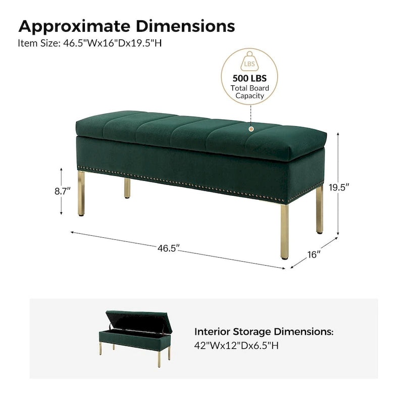 Egmont Contemporary Velvet Flip-Top Storage Bench by HULALA HOME
