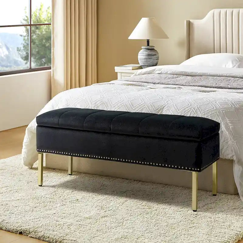 Egmont Contemporary Velvet Flip-Top Storage Bench by HULALA HOME