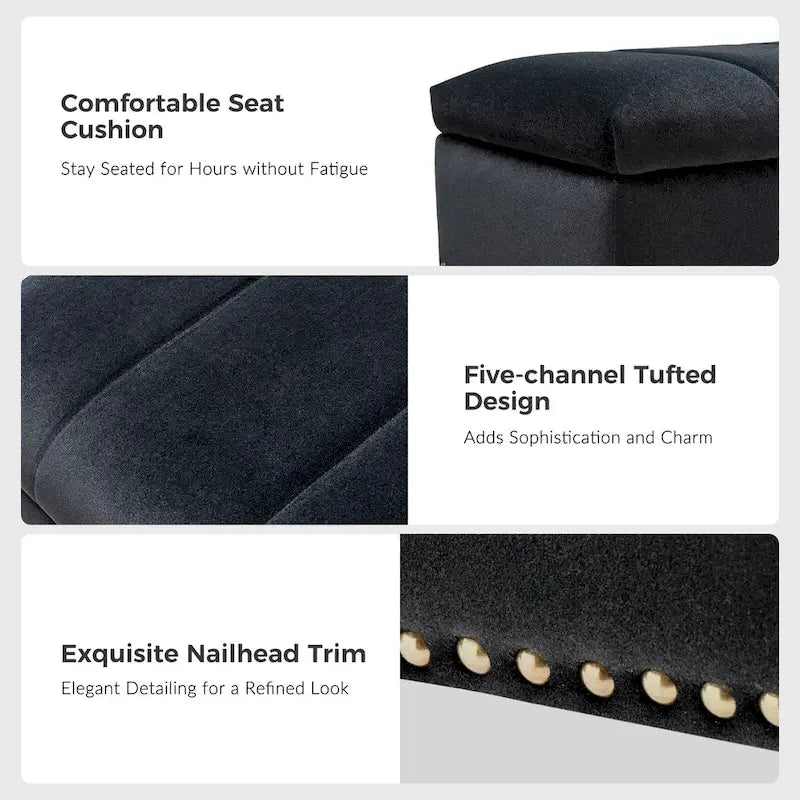 Egmont Contemporary Velvet Flip-Top Storage Bench by HULALA HOME