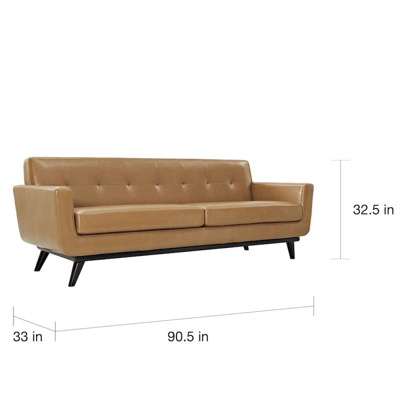 Carson Carrington Ringsaker Tan Leather Mid-century Sofa