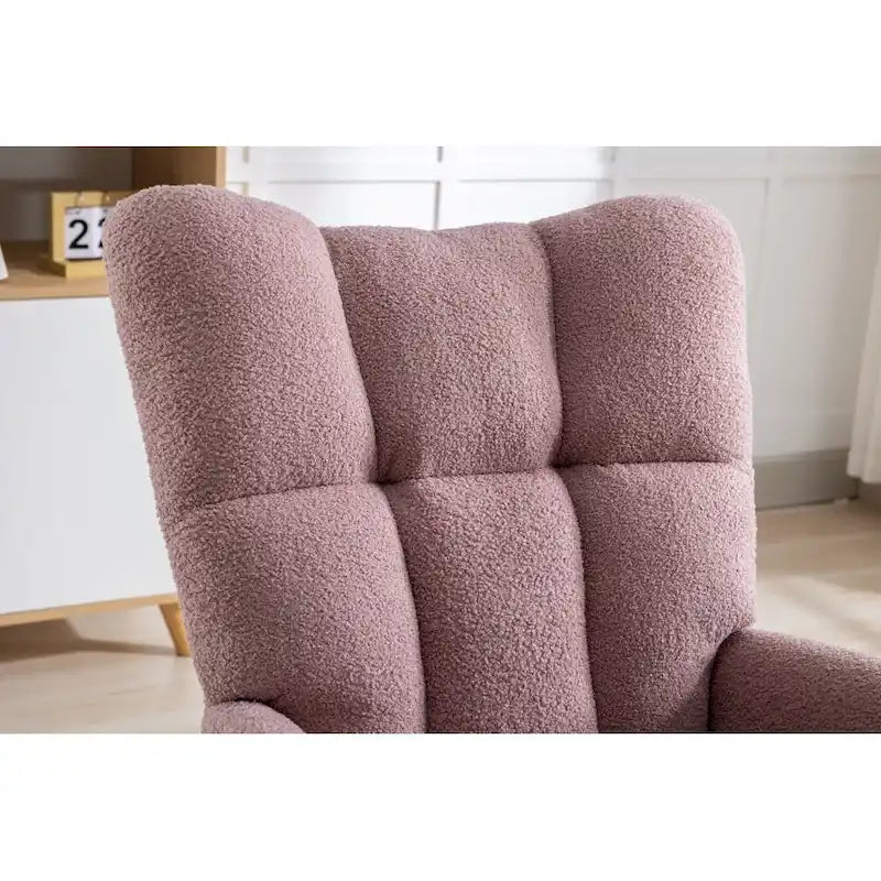 Rocking Chair Upholstered Glider Rocker Rocking Accent Chair Padded Seat with High Backrest Armchair