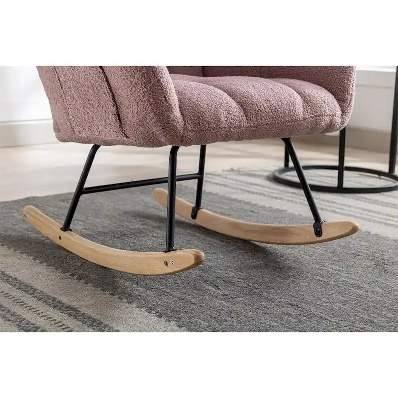 Rocking Chair Upholstered Glider Rocker Rocking Accent Chair Padded Seat with High Backrest Armchair