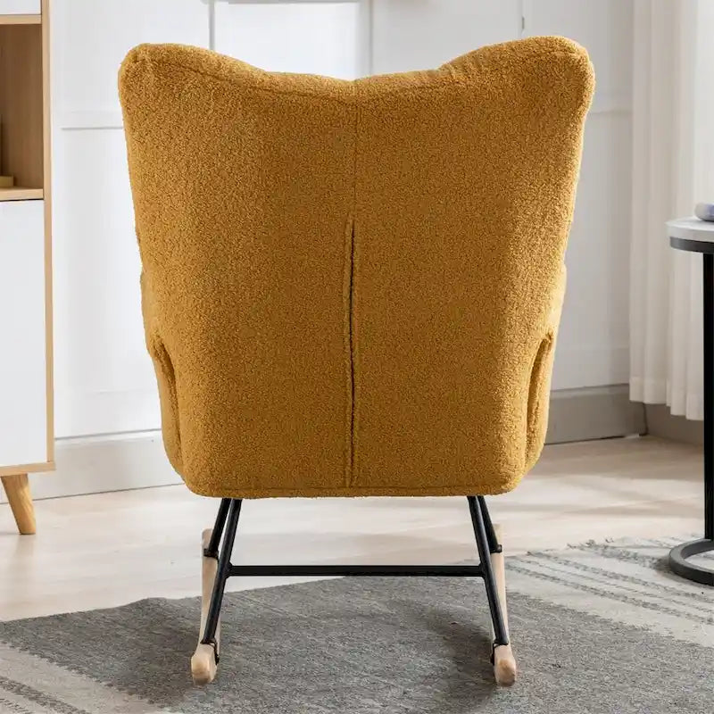 Rocking Chair Upholstered Glider Rocker Rocking Accent Chair Padded Seat with High Backrest Armchair