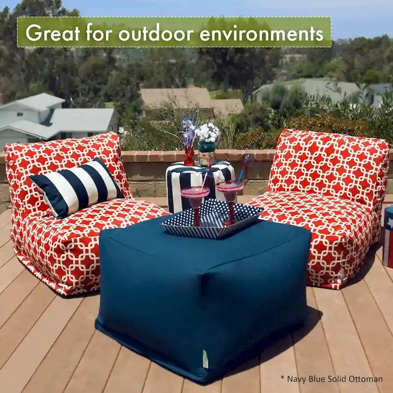 Majestic Home Goods Indoor Outdoor Trellis Ottoman Pouf 27 in L x 27 in W x 17 in H