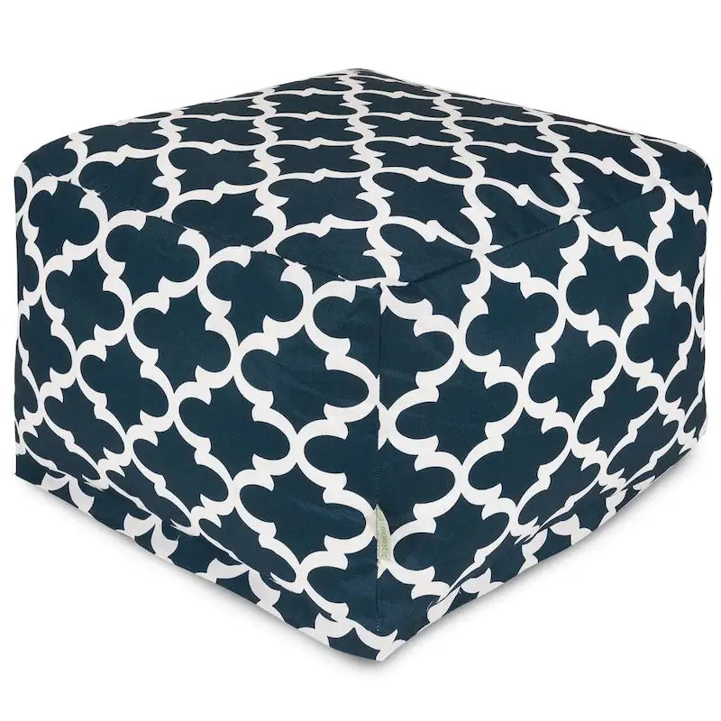 Majestic Home Goods Indoor Outdoor Trellis Ottoman Pouf 27 in L x 27 in W x 17 in H
