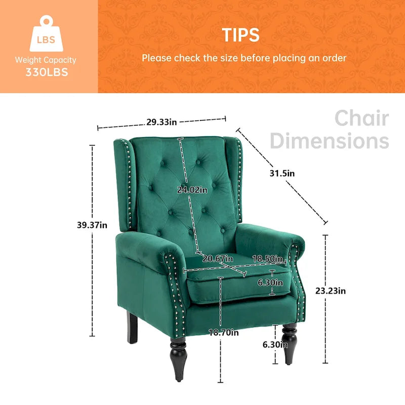 Mid-Century Velvet/Leather Upholstered Tufted Wood Frame Armchair