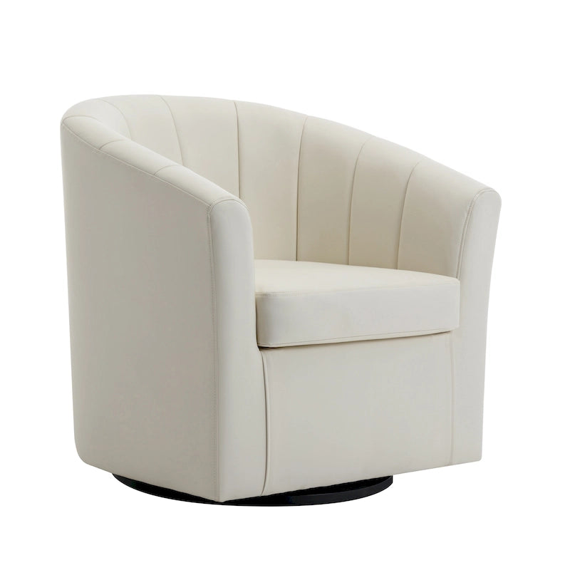 Porthos Home Manon Swivel Faux Leather Barrel Accent Chair with Removable Seat Cushion