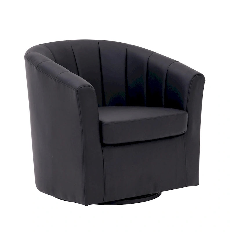 Porthos Home Manon Swivel Faux Leather Barrel Accent Chair with Removable Seat Cushion