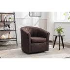 Porthos Home Manon Swivel Faux Leather Barrel Accent Chair with Removable Seat Cushion