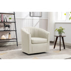 Porthos Home Manon Swivel Faux Leather Barrel Accent Chair with Removable Seat Cushion