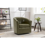 Porthos Home Manon Swivel Faux Leather Barrel Accent Chair with Removable Seat Cushion