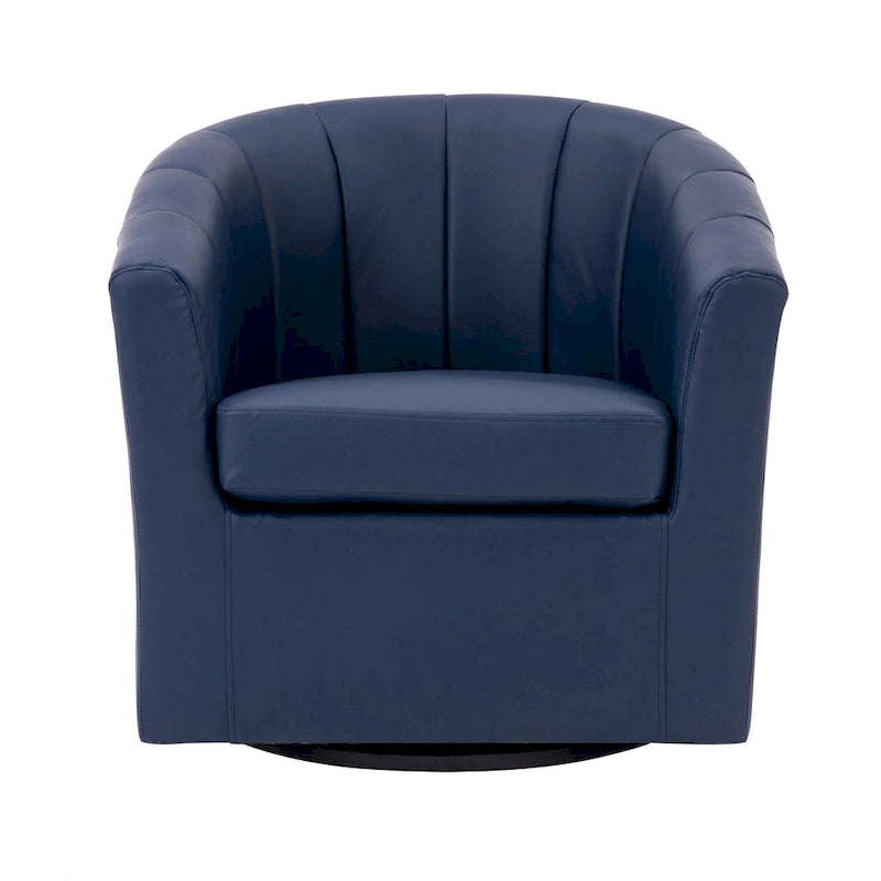 Porthos Home Manon Swivel Faux Leather Barrel Accent Chair with Removable Seat Cushion