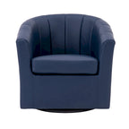 Porthos Home Manon Swivel Faux Leather Barrel Accent Chair with Removable Seat Cushion