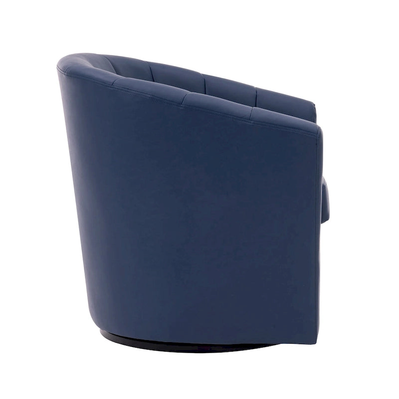 Porthos Home Manon Swivel Faux Leather Barrel Accent Chair with Removable Seat Cushion
