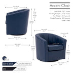Porthos Home Manon Swivel Faux Leather Barrel Accent Chair with Removable Seat Cushion