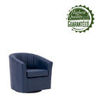 Porthos Home Manon Swivel Faux Leather Barrel Accent Chair with Removable Seat Cushion