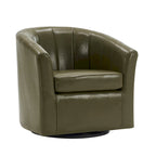 Porthos Home Manon Swivel Faux Leather Barrel Accent Chair with Removable Seat Cushion