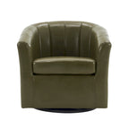 Porthos Home Manon Swivel Faux Leather Barrel Accent Chair with Removable Seat Cushion