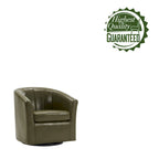 Porthos Home Manon Swivel Faux Leather Barrel Accent Chair with Removable Seat Cushion