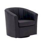 Porthos Home Manon Swivel Faux Leather Barrel Accent Chair with Removable Seat Cushion