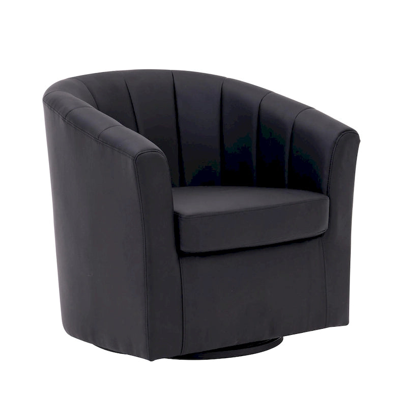 Porthos Home Manon Swivel Faux Leather Barrel Accent Chair with Removable Seat Cushion