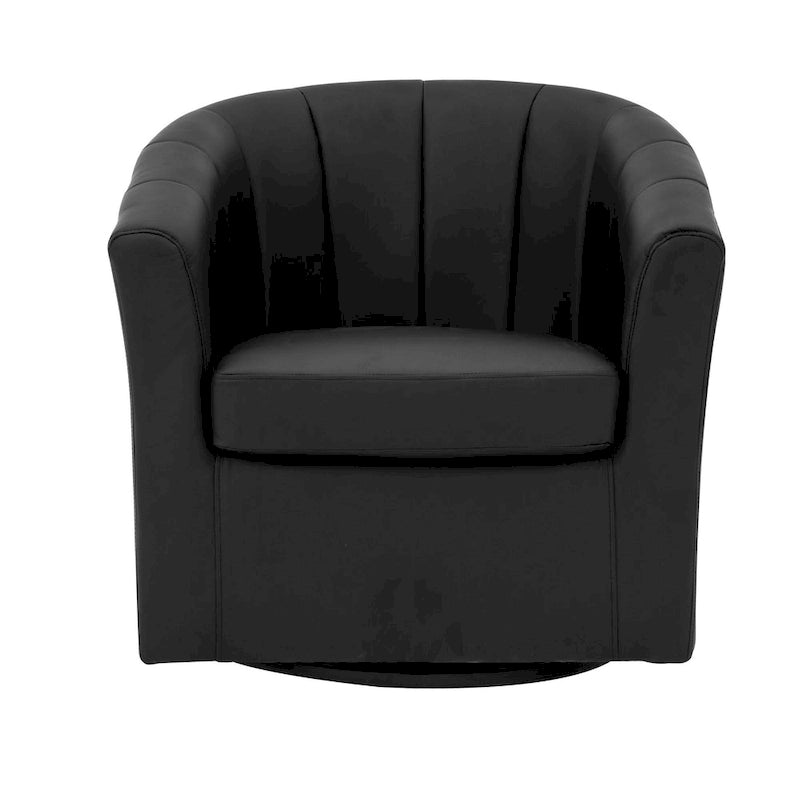 Porthos Home Manon Swivel Faux Leather Barrel Accent Chair with Removable Seat Cushion