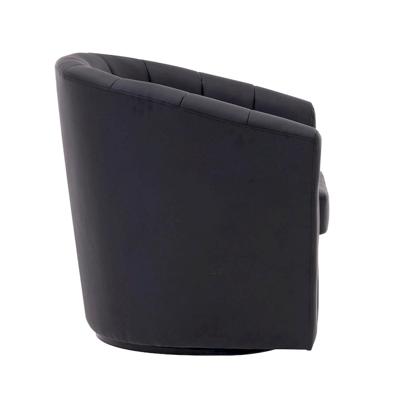 Porthos Home Manon Swivel Faux Leather Barrel Accent Chair with Removable Seat Cushion