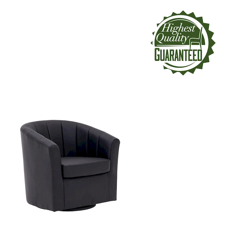 Porthos Home Manon Swivel Faux Leather Barrel Accent Chair with Removable Seat Cushion