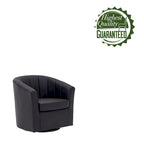 Porthos Home Manon Swivel Faux Leather Barrel Accent Chair with Removable Seat Cushion